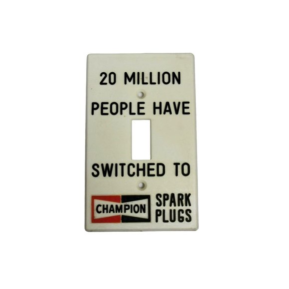 Vintage Champion Spark Plug Light Switch Plate Cover Service Garage Mechanic - Picture 1 of 6